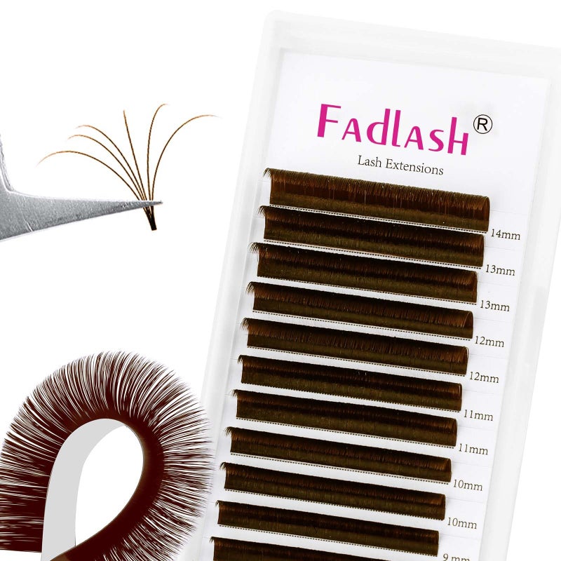 FADLASH Colored Lash Extensions Dark Brown Easy Fan Eyelash Extensions Volume Lashes CD Curl Lash Extension 007 Self Fanning Eyelash Extension Dark Brown007C 1520mm